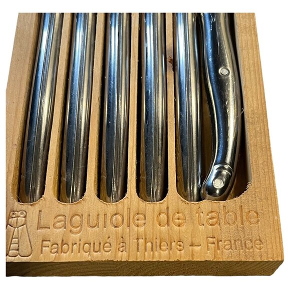 6 Authentic French Jean Dubost Laguiole Steak Knives Silver Colour - Picture 13 of 13